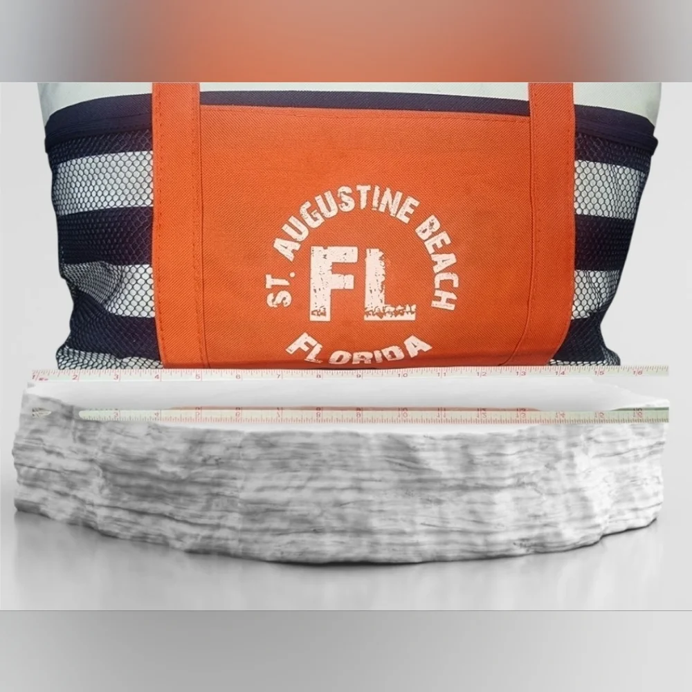 St Augustine Beach Striped Beach Tote Bag